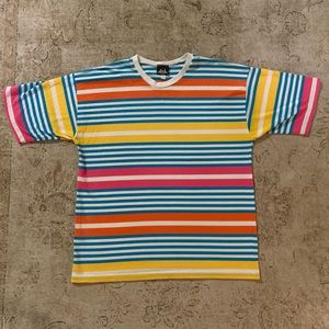 Vintage Lee OMR {Rider} [Denim] \Jeans/ T Shirt Rainbow Horizontal Stripes